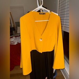 Nasty Gal Mustard Long Sleeve Crop Jacket